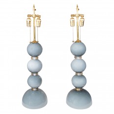 Pair of grey and clear Murano glass lamps